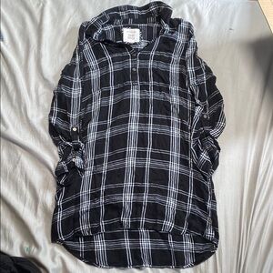 Black and White Plaid Shirt Dress